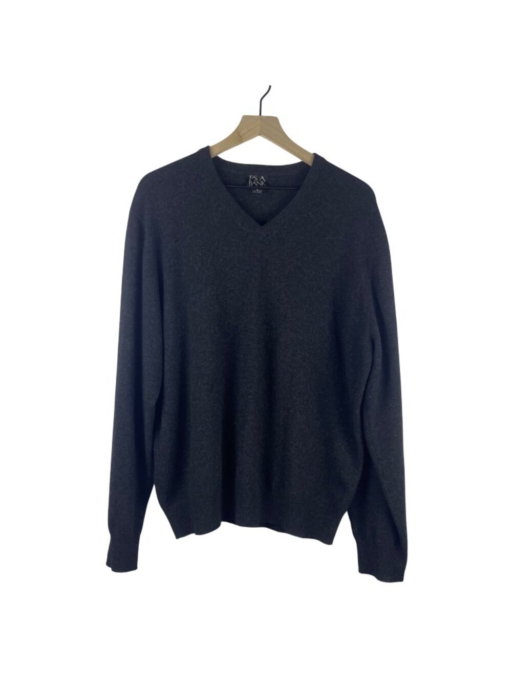 Jos. A. Bank 100% Cashmere V-Neck Charcoal Gray  Sweater medium Preppy Old mOney